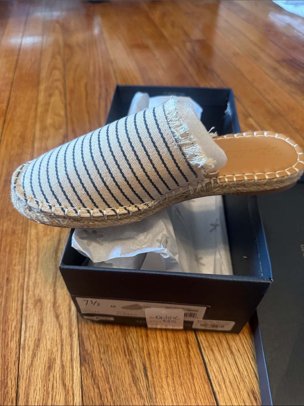 Splendid Cream & Black Striped Espadrille Mule